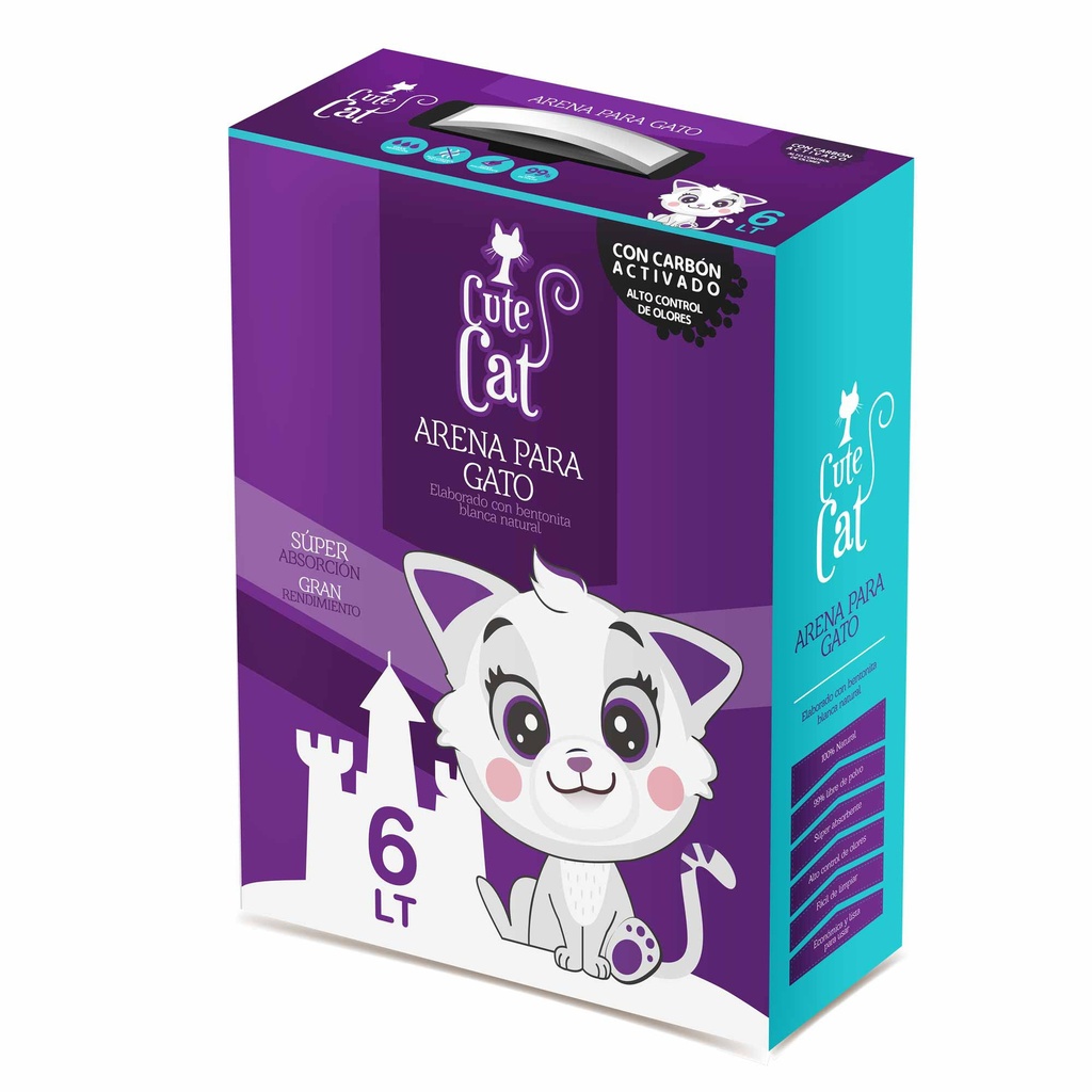 CUTE CAT 6 LT CAJA C/CARBON ACTIVADO
