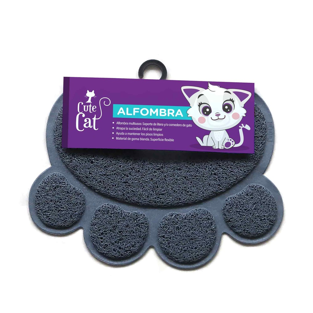 CUTE CAT ALFOMBRA GRIS HUELLA