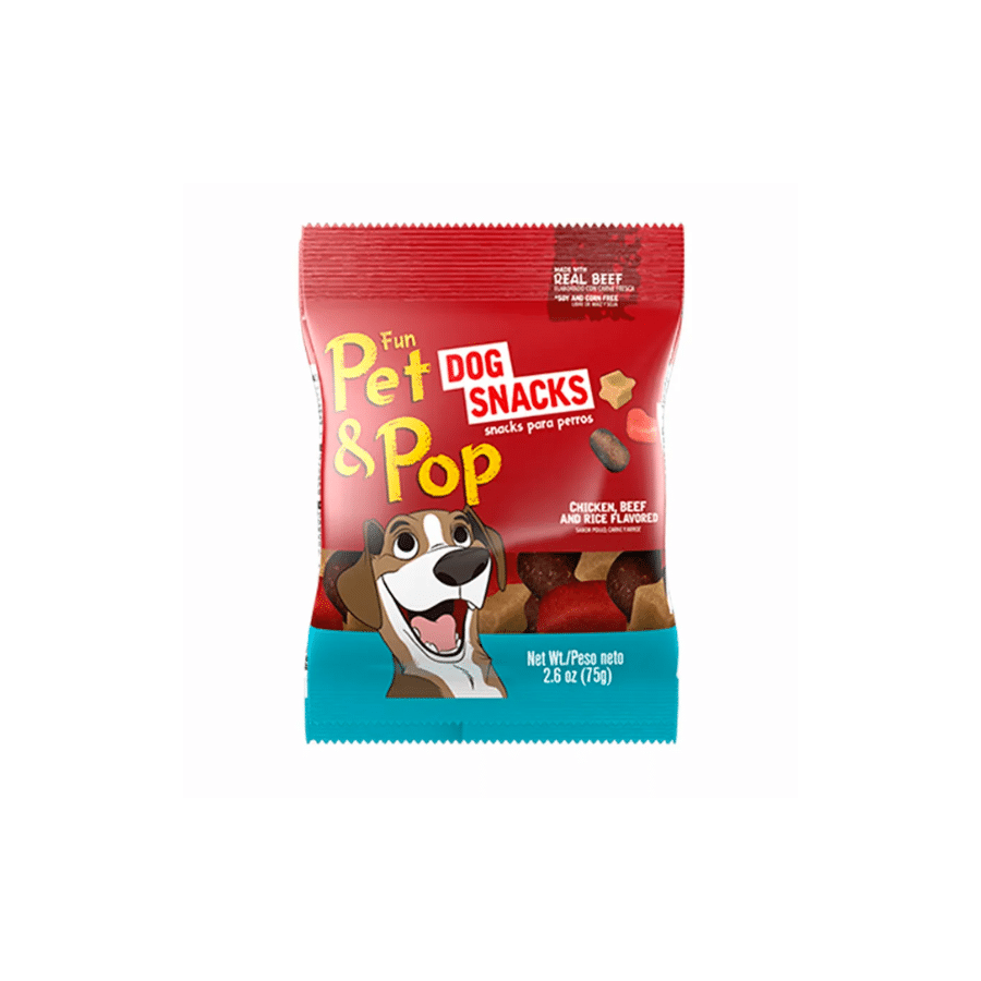 Fun & Pet Pop Dog Snacks Beef, Chicken and Rice Flavored 75gr