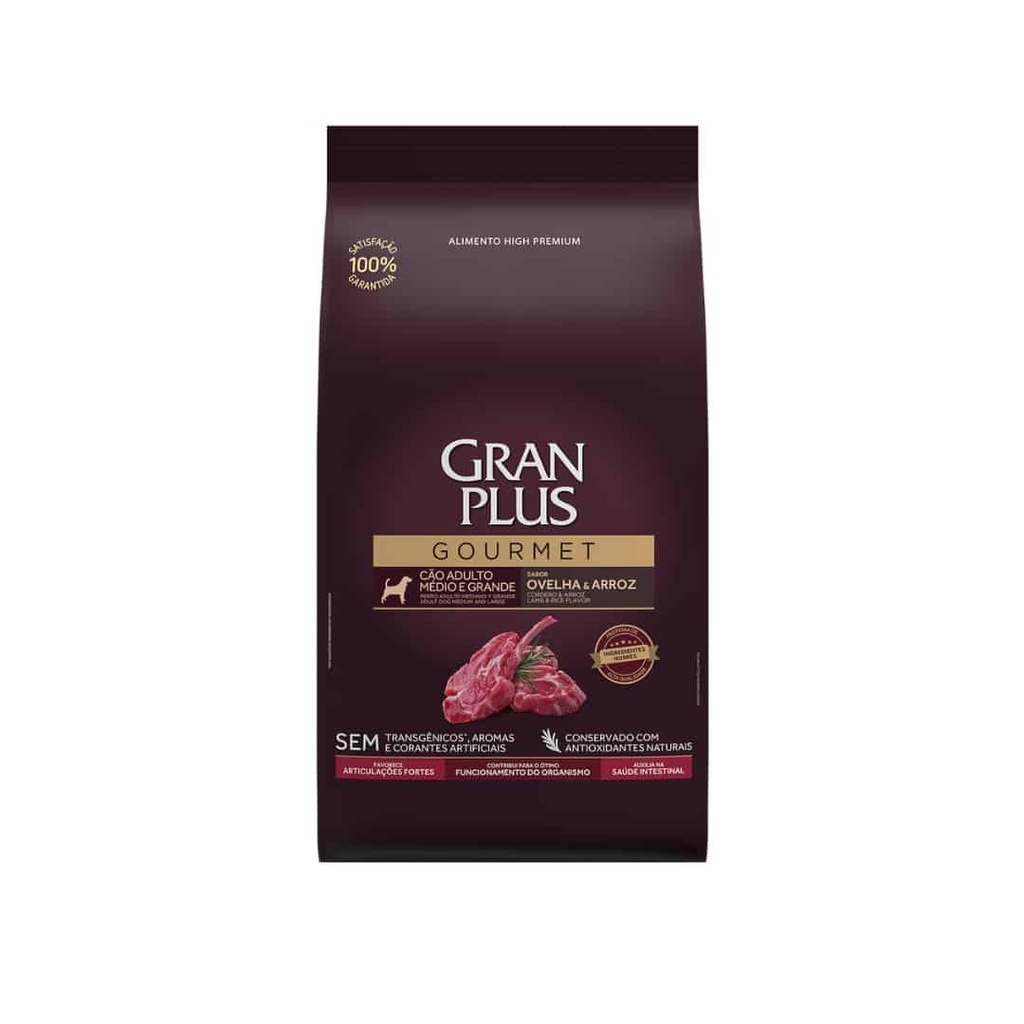Gran Plus Gourmet Perro Adulto Mediano y Grande Sabor Cordero y Arroz