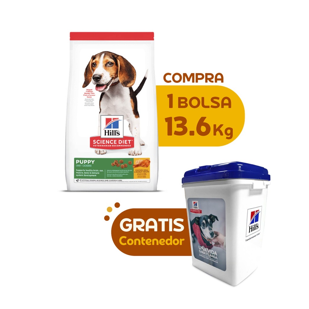 HILLS SCIENCE DIET PUPPY, CACHORROS OFERTA 13.6 KG + CONTENEDOR