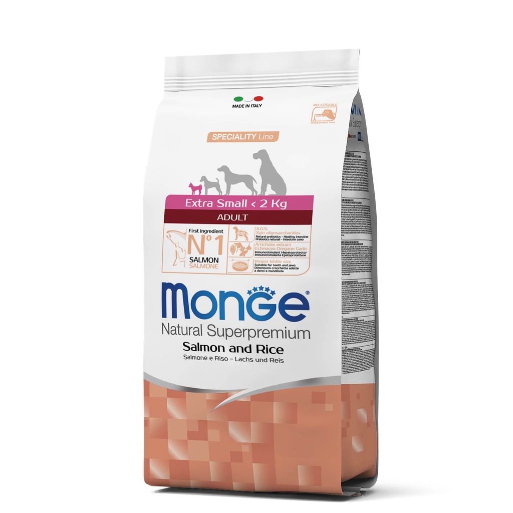 MONGE CANINE ADULT EXTRA SMALL SALMON Y ARROZ