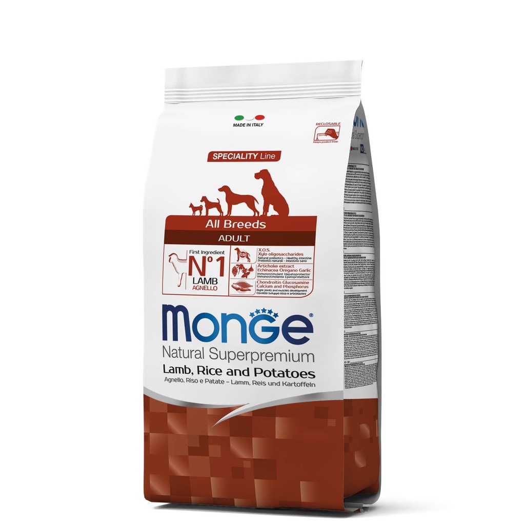 MONGE CANINE ADULTO CORDERO, ARROZ Y PAPA