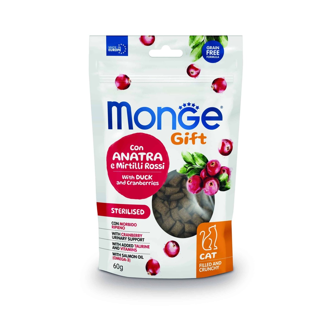 Monge Gift Filled and Crunchy Cat Sterilized - Pato y Arandanos
