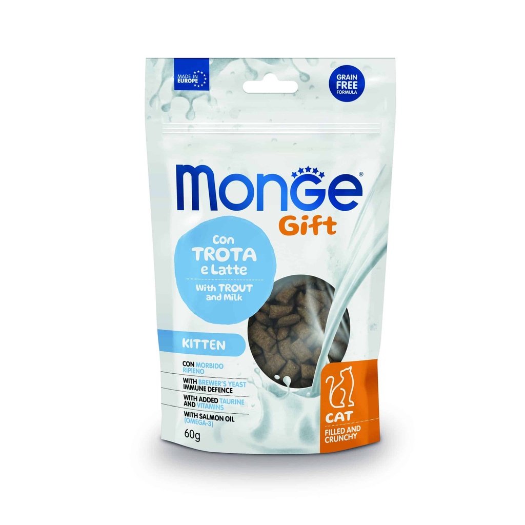 Monge Gift Filled and Crunchy Growth Support Cat Kitten -Trucha y Leche