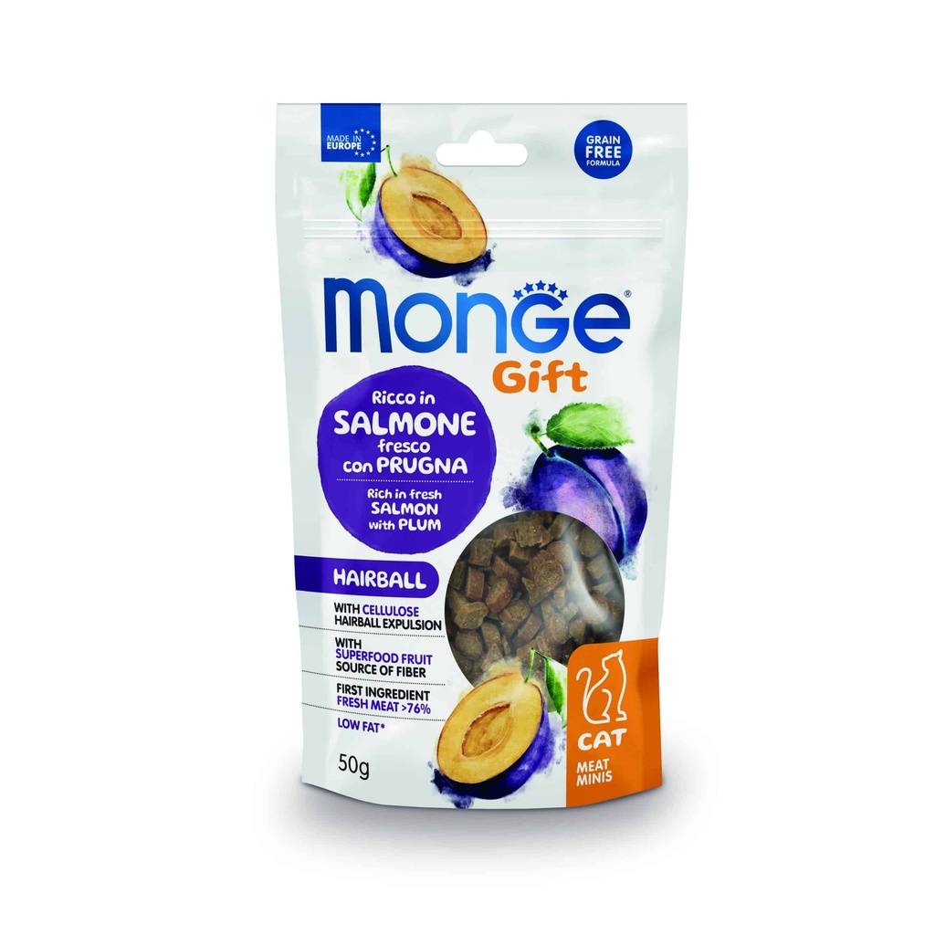 Monge Gift Meat Minis Cat Hairball - Salmon y Ciruela