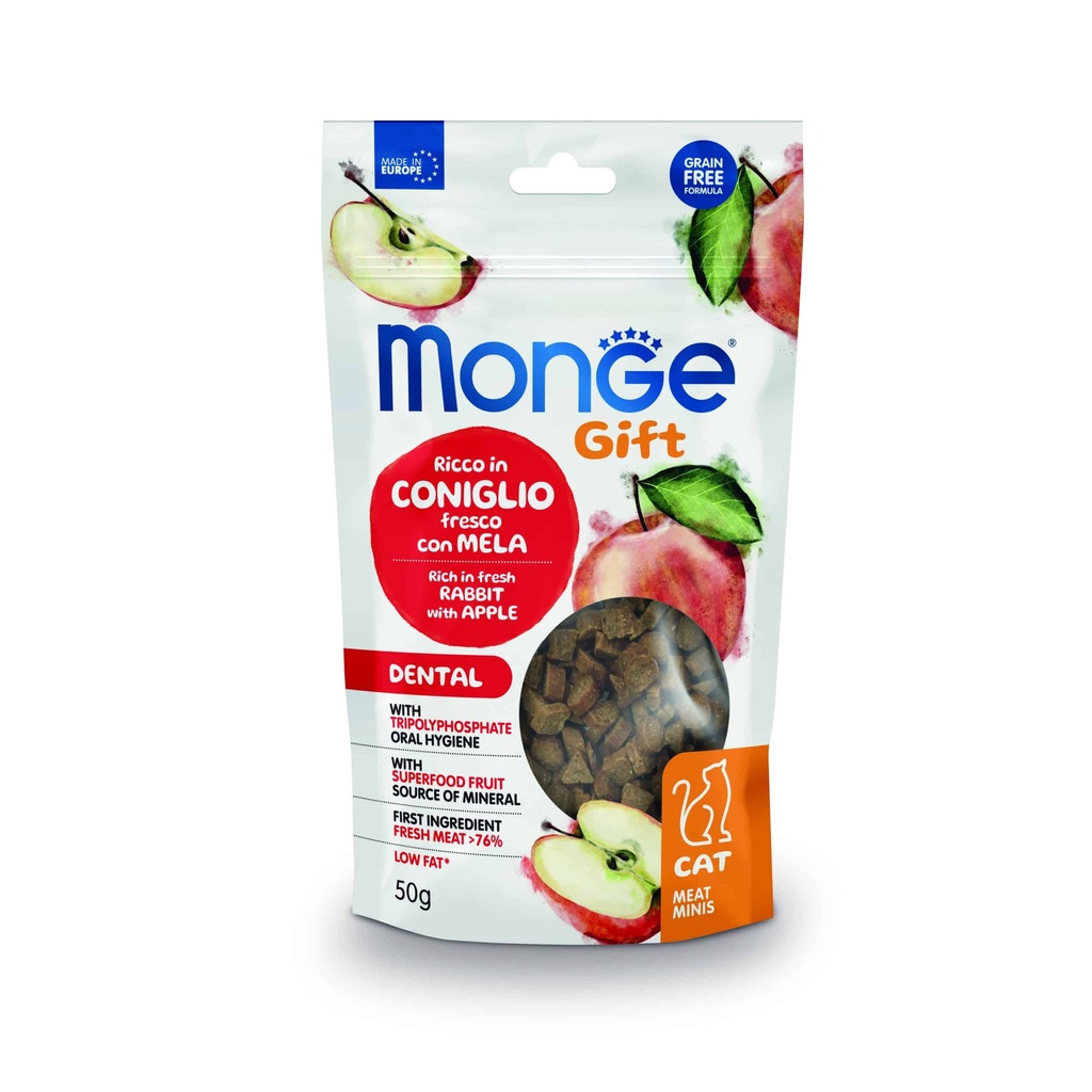 Monge Gift Meat Minis Dental Cat Adult - Conejo y Manzana