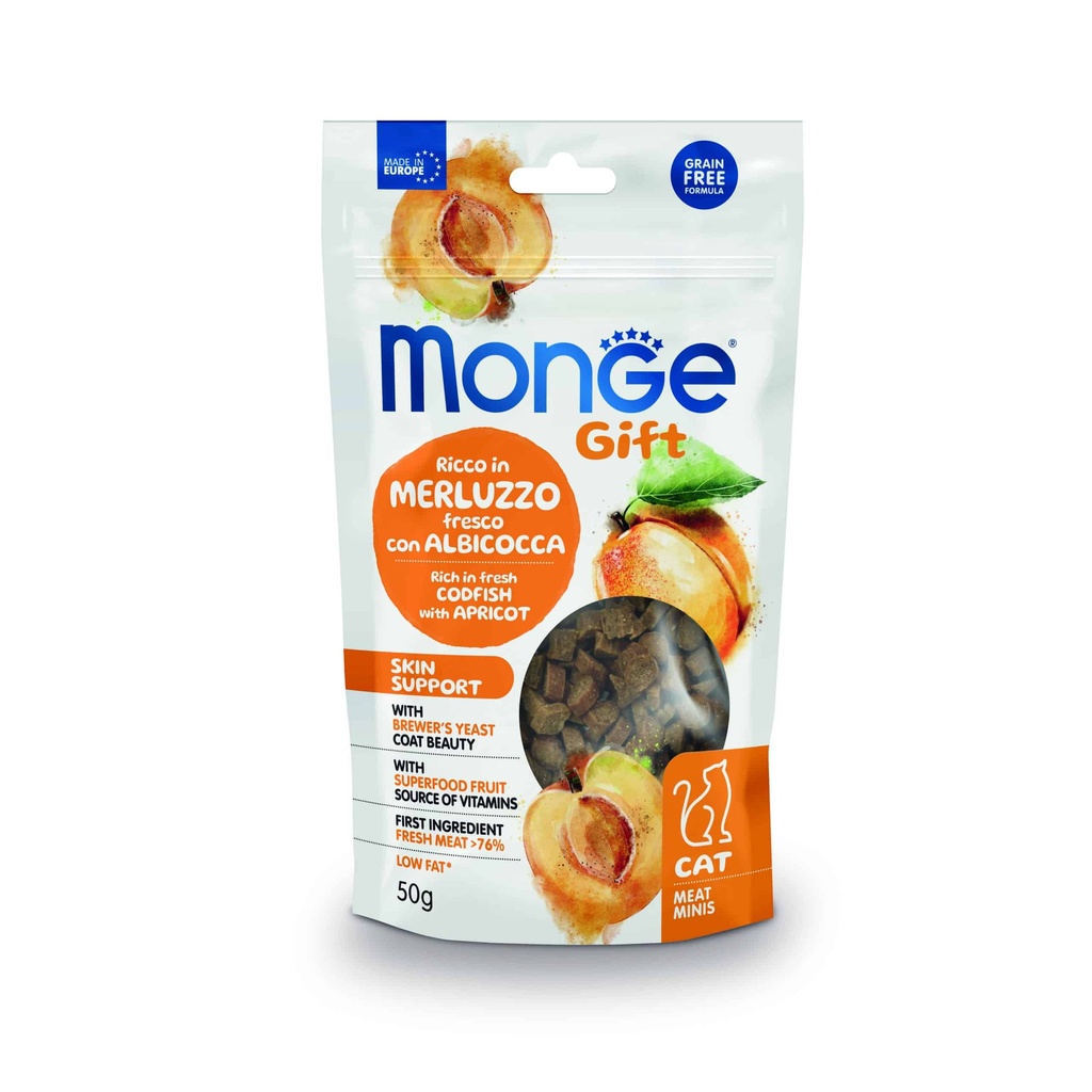 Monge Gift Meat Minis Skin support Cat Adult - Bacalao y Albaricoque