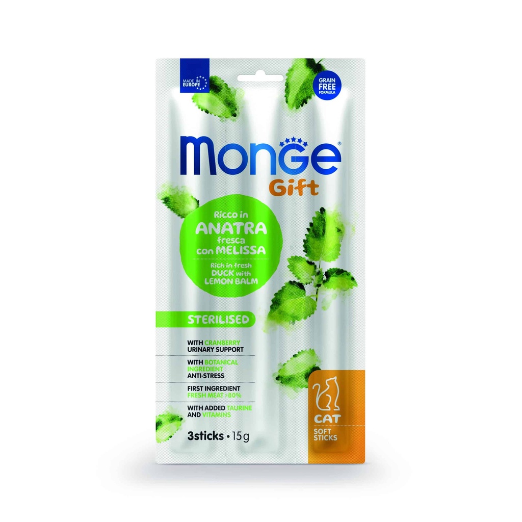 Monge Gift Soft Sticks Cat Sterilized - Pato y Toronjil