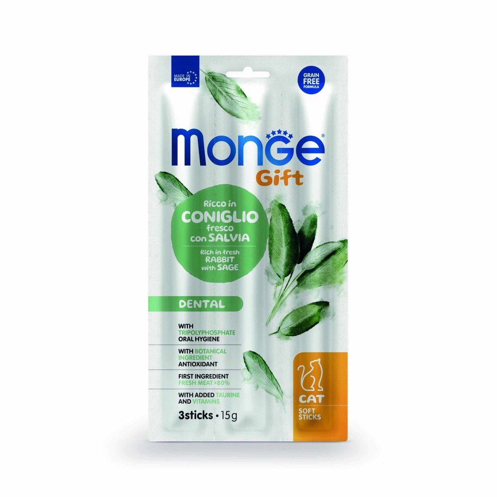 Monge Gift Soft Sticks Dental Cat Adult - Conejo y Salvia