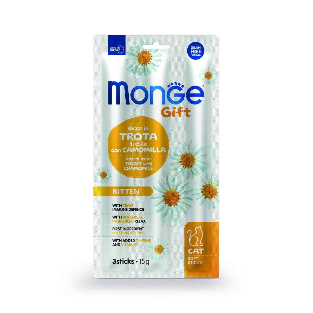 Monge Gift Soft Sticks Kitten Cat -Trucha y Manzanilla