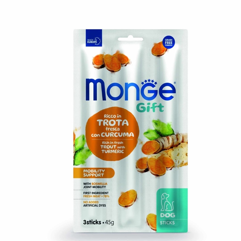 Monge Gift Sticks Mobility Support Dog Adult – Trucha y Curcuma