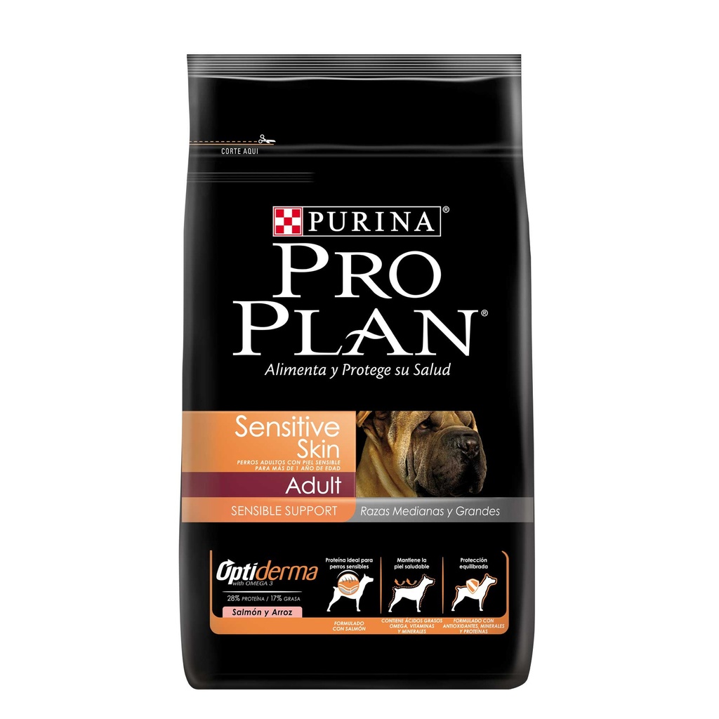 PRO PLAN SENSITIVE SKIN ADULT RAZAS MEDIANAS Y GRANDES