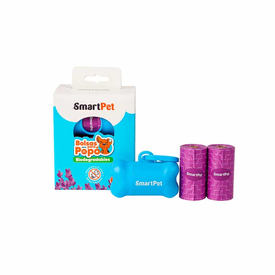 SMARTPET BOLSAS BIODEGRADABLES X8 ROLLOS + DISPENSADOR