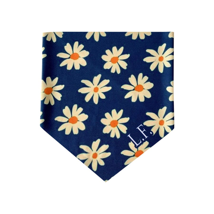 BANDANA LITTLE FRIEND FLORES BLANCAS FONDO AZÚL OSCURO