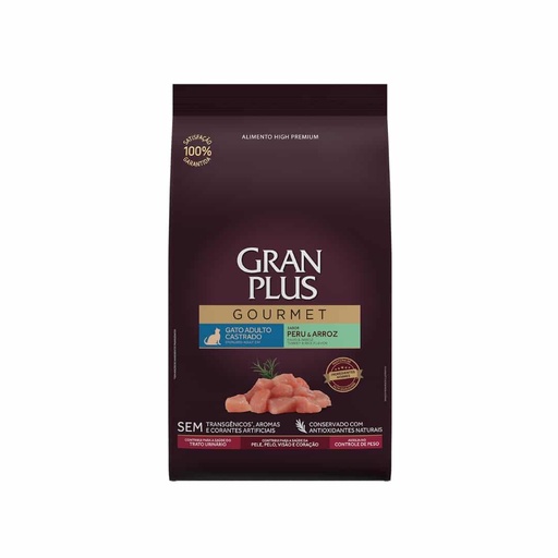 Gran Plus Gourmet Gato Adulto Castrado Sabor Pavo y Arroz