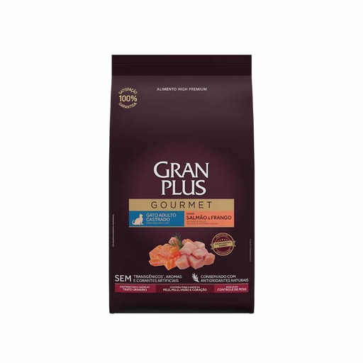 Gran Plus Gourmet Gato Adulto Castrado Sabor Salmón y Pollo