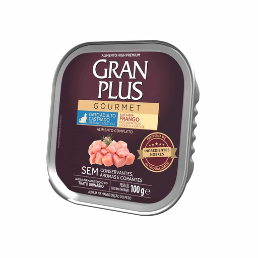 Gran Plus Paté Gourmet Gato Adulto Castrado Tracto Urinario Sabor Pollo