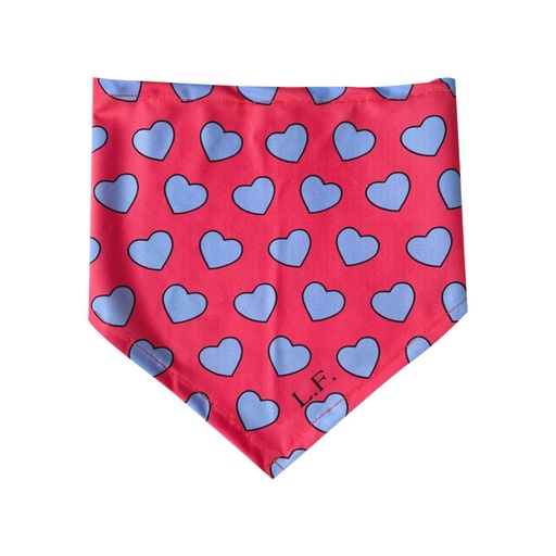 BANDANA LITTLE FRIEND CORAZONES CON FONDO ROSADO FRESA