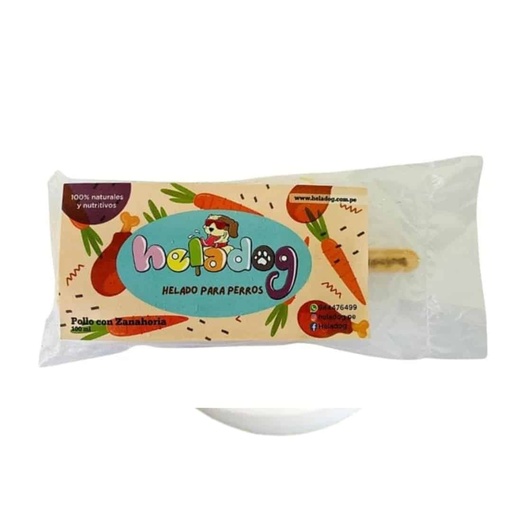 Heladog helado sabor pollo con zanahoria