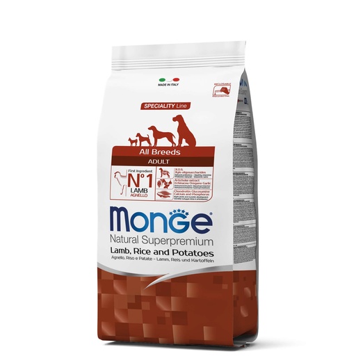 MONGE CANINE ADULTO CORDERO, ARROZ Y PAPA