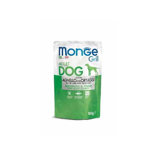 MONGE CANINE GRILL ADULTO CORDERO Y VEGETALES 100GR.