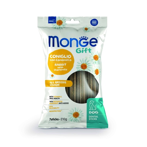 Monge Gift Dental Sticks All Breeds Dog Senior – Conejo y Manzanilla