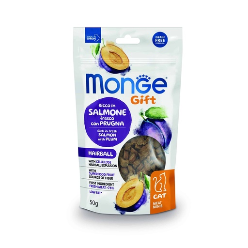 Monge Gift Meat Minis Cat Hairball - Salmon y Ciruela