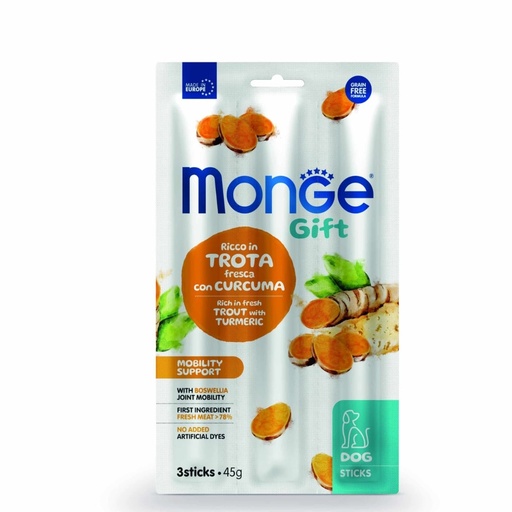 Monge Gift Sticks Mobility Support Dog Adult – Trucha y Curcuma