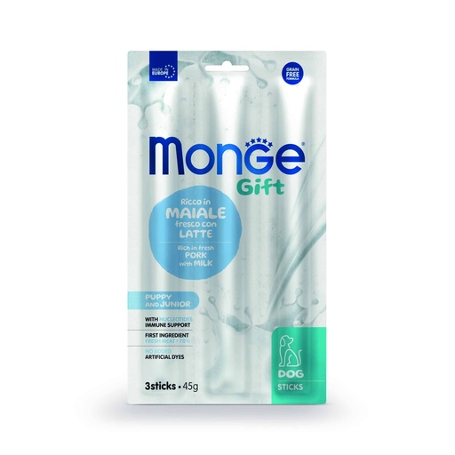 Monge Gift Sticks Puppy and Junior – Cerdo y Leche
