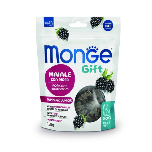 Monge Gift Super ”M” Puppy and Junior – Cerdo y Moras
