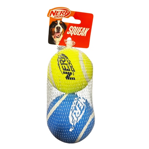 Nerf Dog Squeak Tennis Ball 2 pack Blue/Yellow