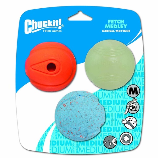 PACK PELOTAS FETCH MEDLEY CHUCKIT! (MEDIUM -3 UNIDADES)