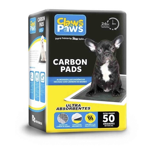 PAÑALES DE CARBON CLAWS  PAWS X 50 PADS