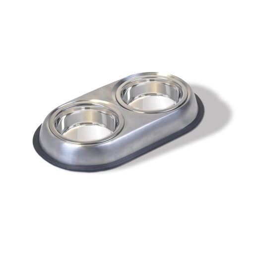 Plato Doble De Acero Con Aro De Caucho Stainless Vanness - 16 OZ