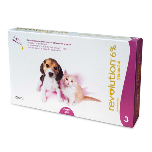 REVOLUTION 6% X 0.25ML (MENOS DE 2.5KG) (ROSADO) X PIPETA