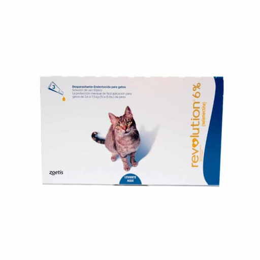 Revolution 6 % X 0.75 Ml (Azul Felinos 2.6 - 7.5 Kg) X Pipeta