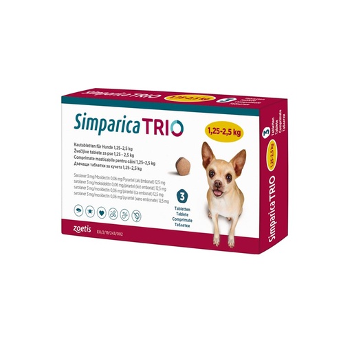 SIMPARICA TRIO DORADO X 3 TAB 1.3-2.6 KG