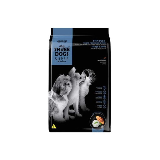 THREE DOGS SUPER PREMIUM CACHORRO RAZA PEQUEÑA Y MINI POLLO Y ARROZ