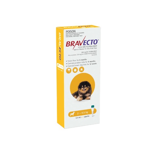 BRAVECTO 112.5mg SPOT-ON DOGS ( 2kg - 4.5kg )