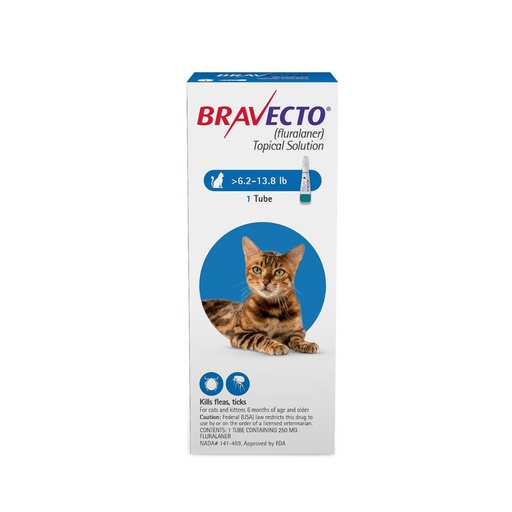 BRAVECTO 250mg. SPOT-ON CATS ( 2.8Kg - 6.25Kg )