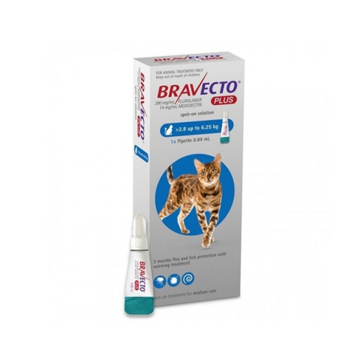 BRAVECTO PLUS 250mg. SPOT-ON CATS ( 2.8Kg - 6.25Kg )