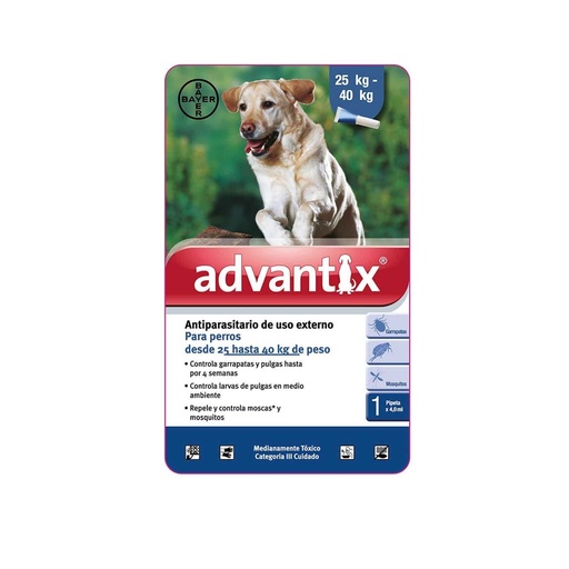 [MV000392] ADVANTIX 1 X 4.0 ML (MAS DE 25 KG) (AZUL)