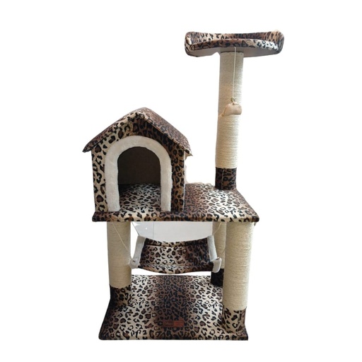 Claws and Paws Rascador para Gatos Casa + Plataforma 3 Pisos