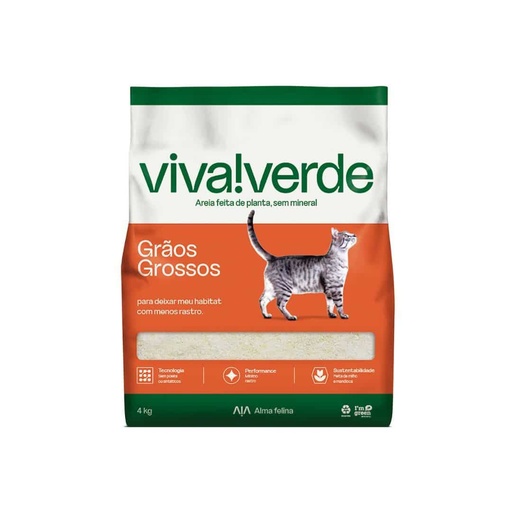 Arena para gato Viva Verde 4 Kg – Granos Gruesos