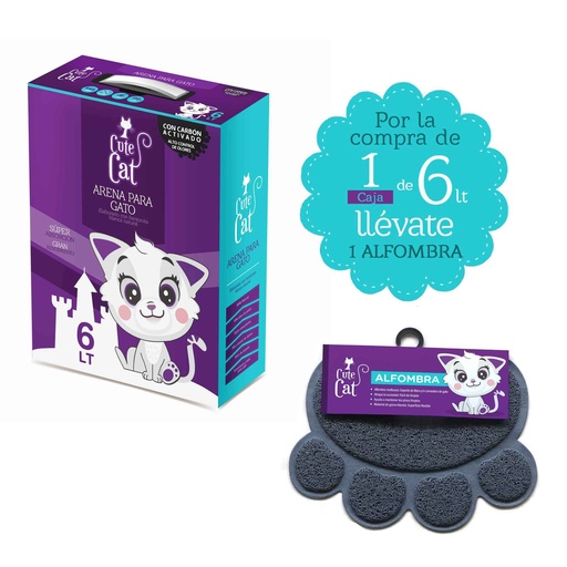 CUTE CAT 6 LT CAJA C/CARBON ACTIVADO + ALFOMBRA DE REGALO
