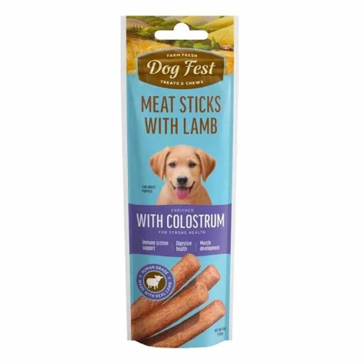 Dog Fest Puppy Treats & Chews Meat Stick With Lamb & Colostrum 45 Gr